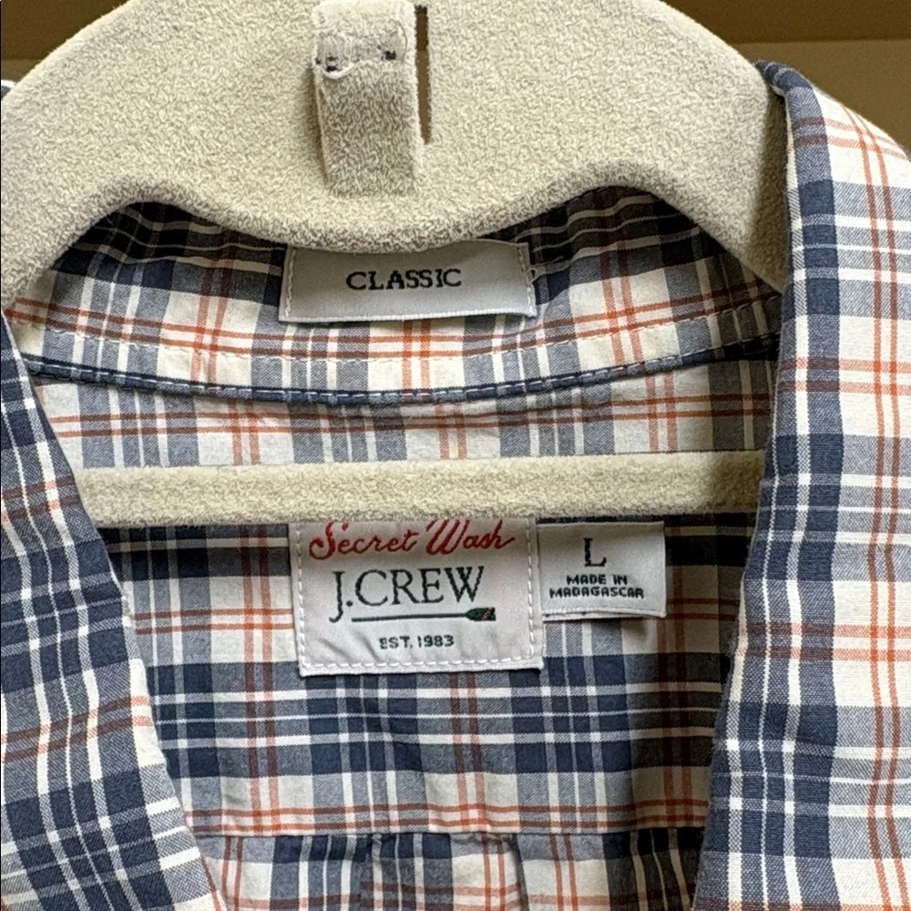 J. Crew Secret Wash Classic Plaid Men’s Button Down Shirt Size‎ Large